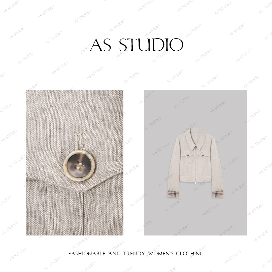 【AS原生态】25新格纹袖口酷帅老钱百搭小夹克AS25CET4152
