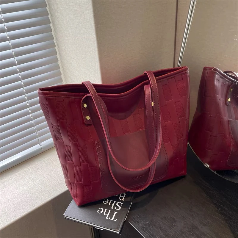 红色婚包大容量包包女2025新款高级感单肩通勤包新娘结婚托特包女