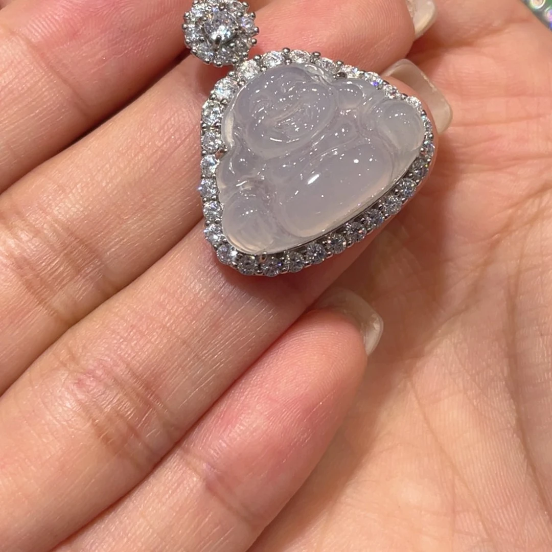 颈饰银S925镶嵌翡翠亚*吊坠