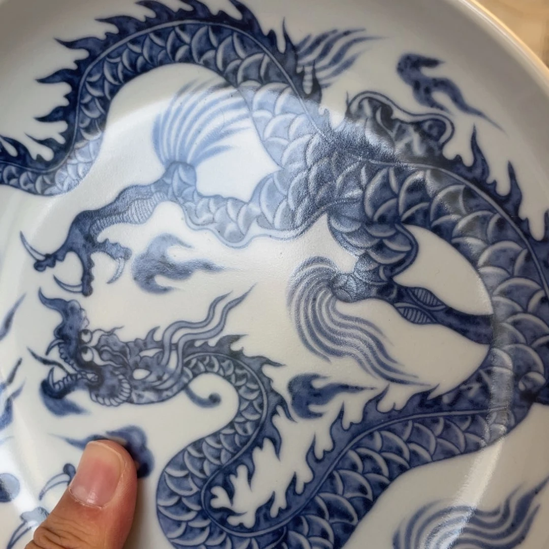 瓷片景德镇青花铠甲龙大壶承