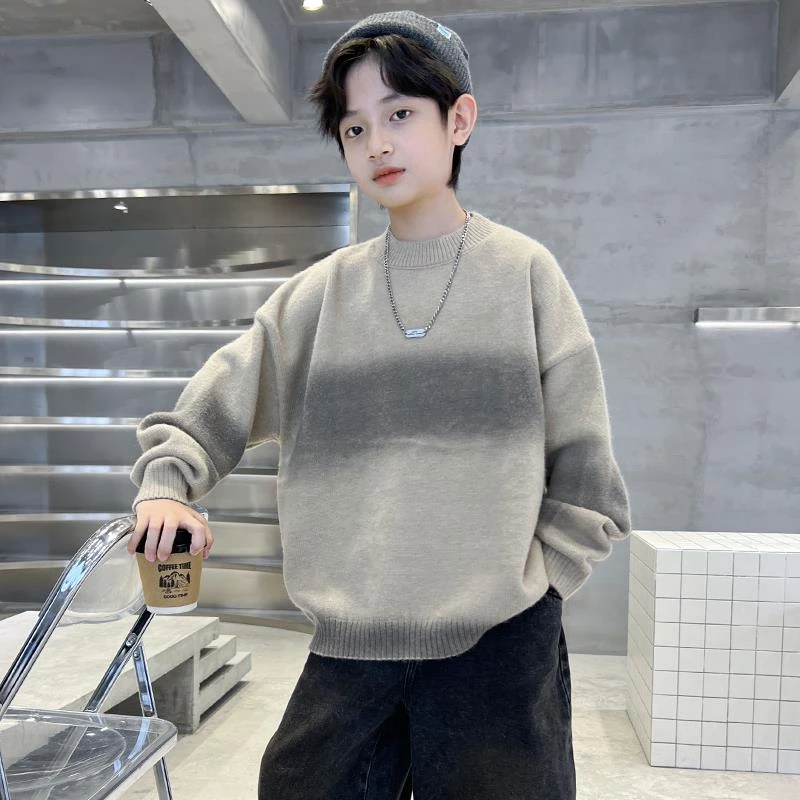 儿童童装针织衫大童韩版秋冬上衣打底衫春秋洋气宽松加绒加厚套头