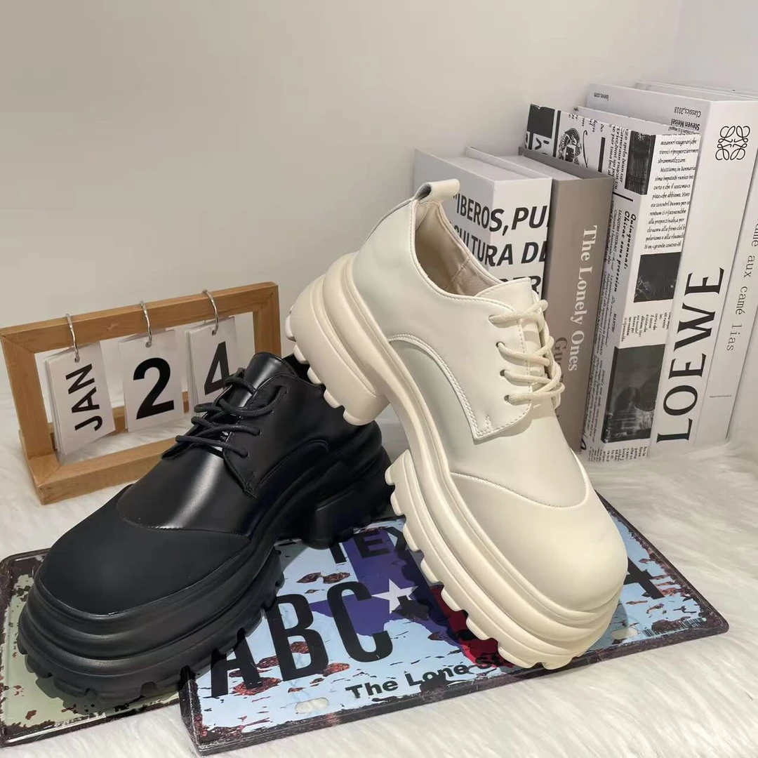 369-2 欧货新品小香风系带小皮鞋女单2025年增高百搭圆头乐福鞋