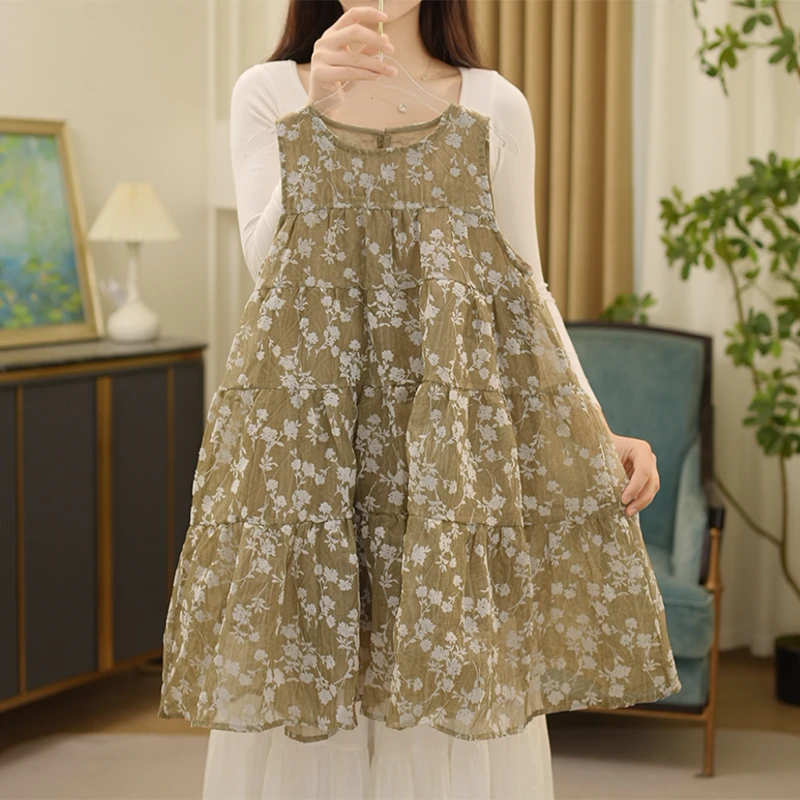 女童2025夏季新款时尚休闲洋气甜美无袖碎花连衣裙DY12167