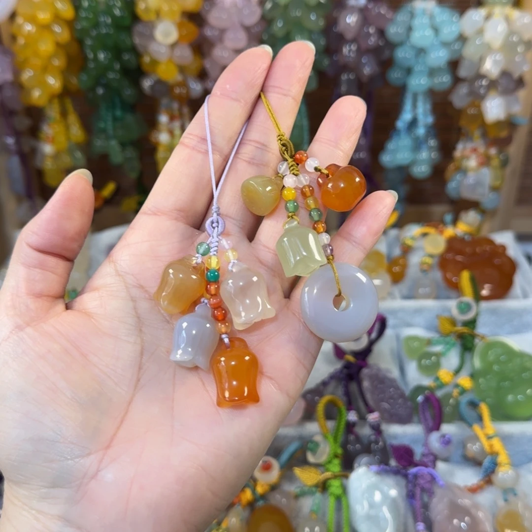 倚***雨玛瑙/玉髓未镶嵌手机挂件福利款通货料子不挑