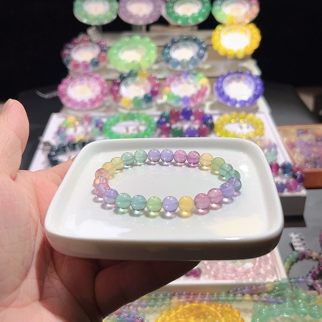 手链萤石未镶嵌7.6mm马卡龙