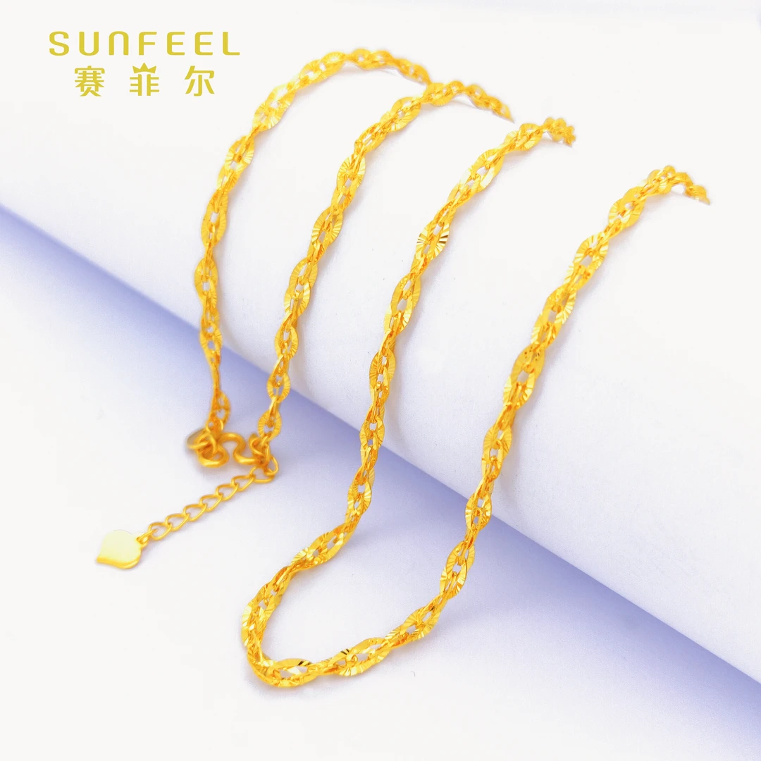 SUNFEEL/赛菲尔足金999黄金爱丽娜项链亮面百搭时尚原料金条