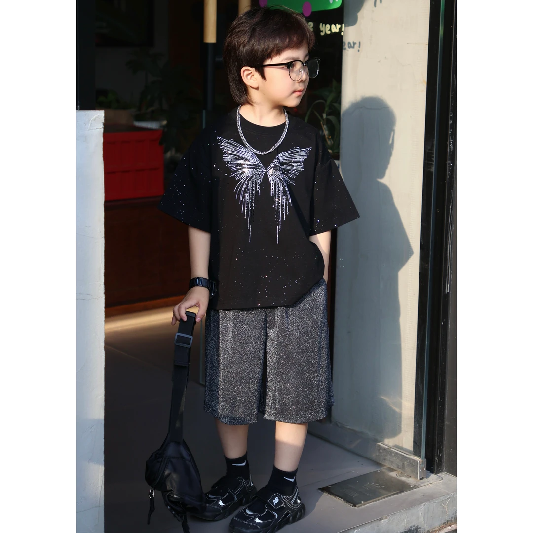 【现货】伟伟同款【璀璨星空】2025夏季新品闪闪亮短袖短裤套装WW0691