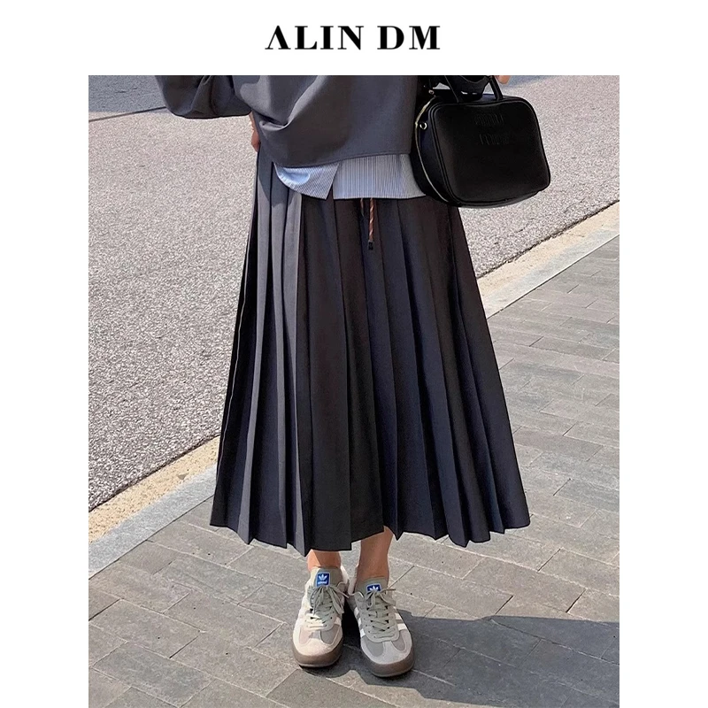 ALINDM【ALINDM年中大清仓】时髦M1U风腰绳百褶裙伞裙 AS25889