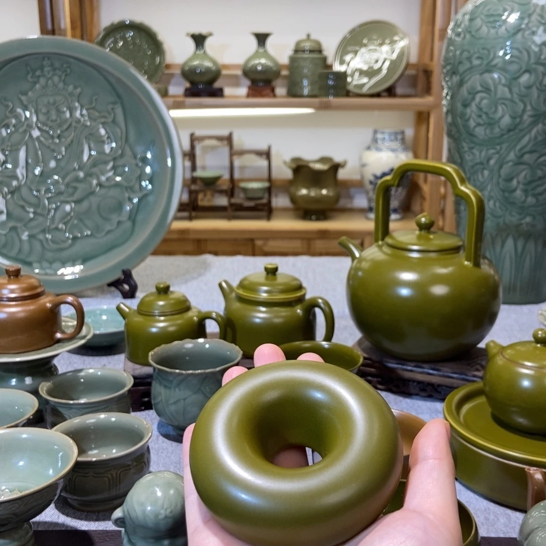 瓷片茶叶末釉甜甜圈盖置福利