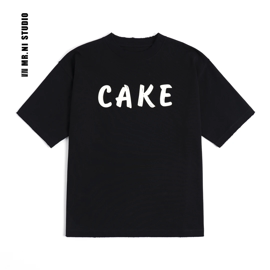 MR.NI/倪先生“旅行者”经典手工磨破百搭CAKE早春重磅圆领短袖T恤