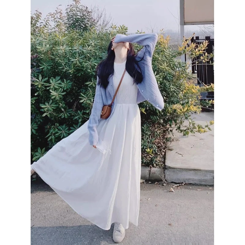 紫色镂空毛衣薄款开衫外套女2024白色温柔风显瘦马海毛针织上衣