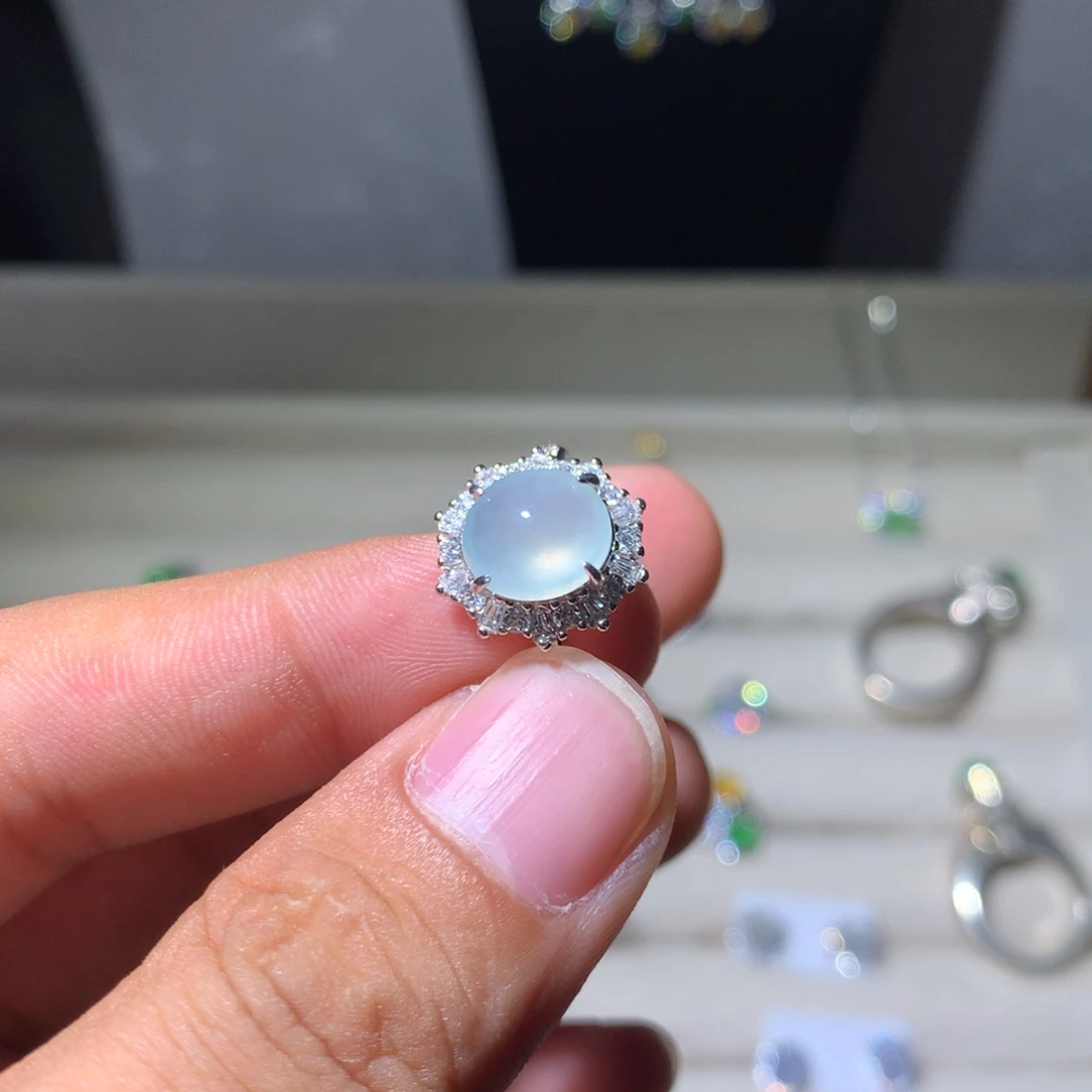 快***瓜翡翠银S925镶嵌耳饰