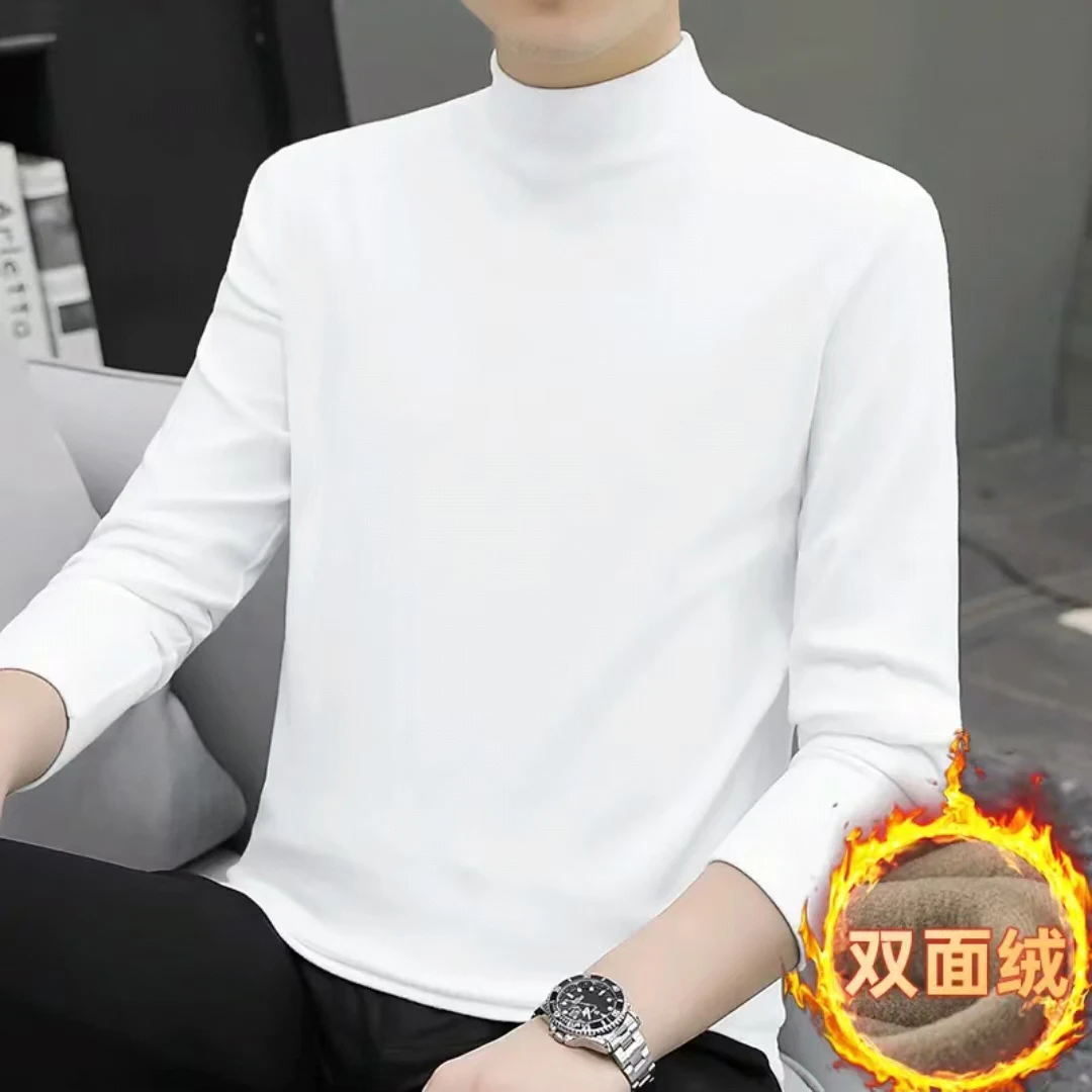 德绒半高领卫衣T恤百搭男秋冬季潮流休闲内搭外套打底
