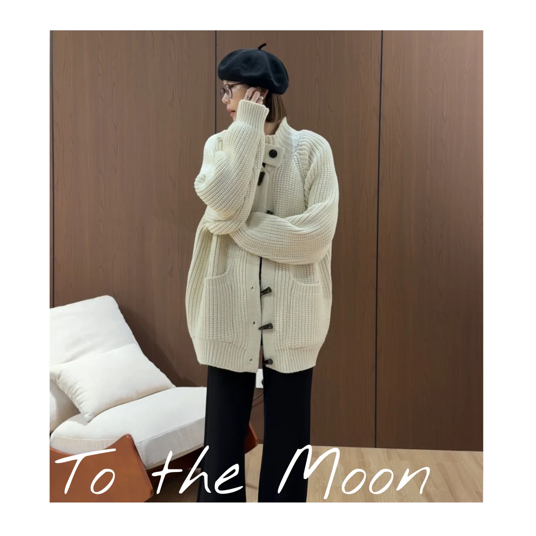 Core 原创【倦】牛角扣重工针织毛衣休闲百搭时尚针织外套秋冬长袖