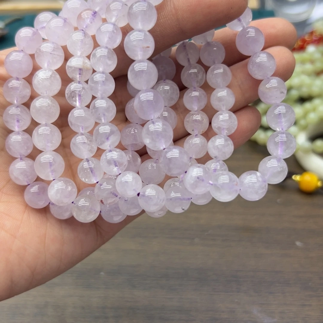 锂辉石手串未镶嵌紫锂辉随机发一