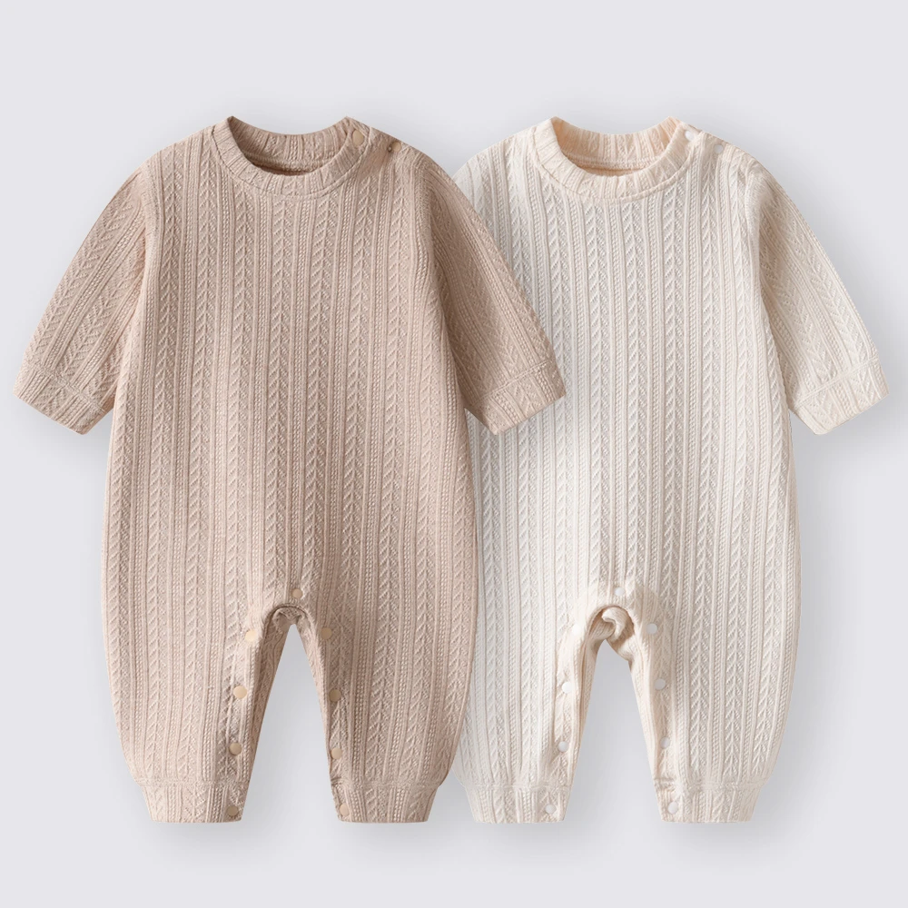 2025年针织云感棉330g婴儿连体衣春秋款新生儿宝宝保暖衣服连身衣