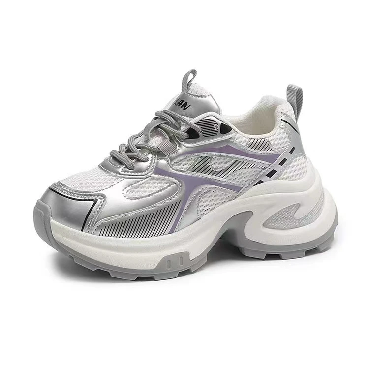 网面透气厚底老爹鞋女夏薄款2025新款复古增高休闲运动鞋