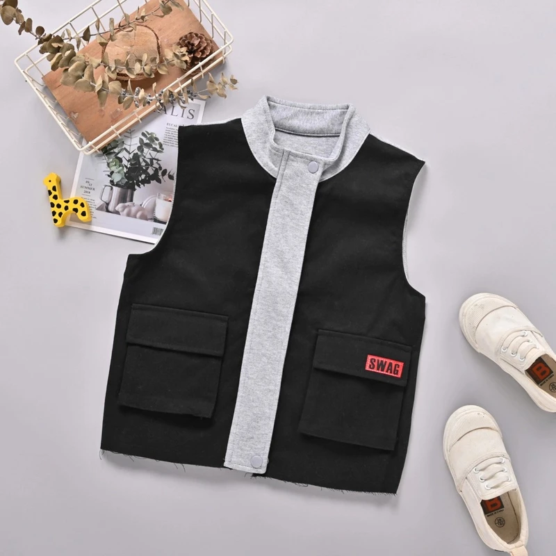 【优子壹家实体品牌】25儿童秋款百搭梭织哈韩版立领马甲大童131401