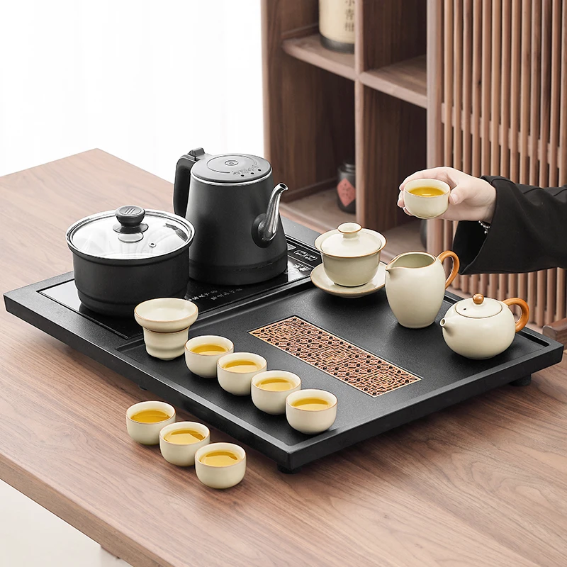 煌山汝窑西施壶茶具套装家用高档烧水壶一体茶台泡茶专用2025新款