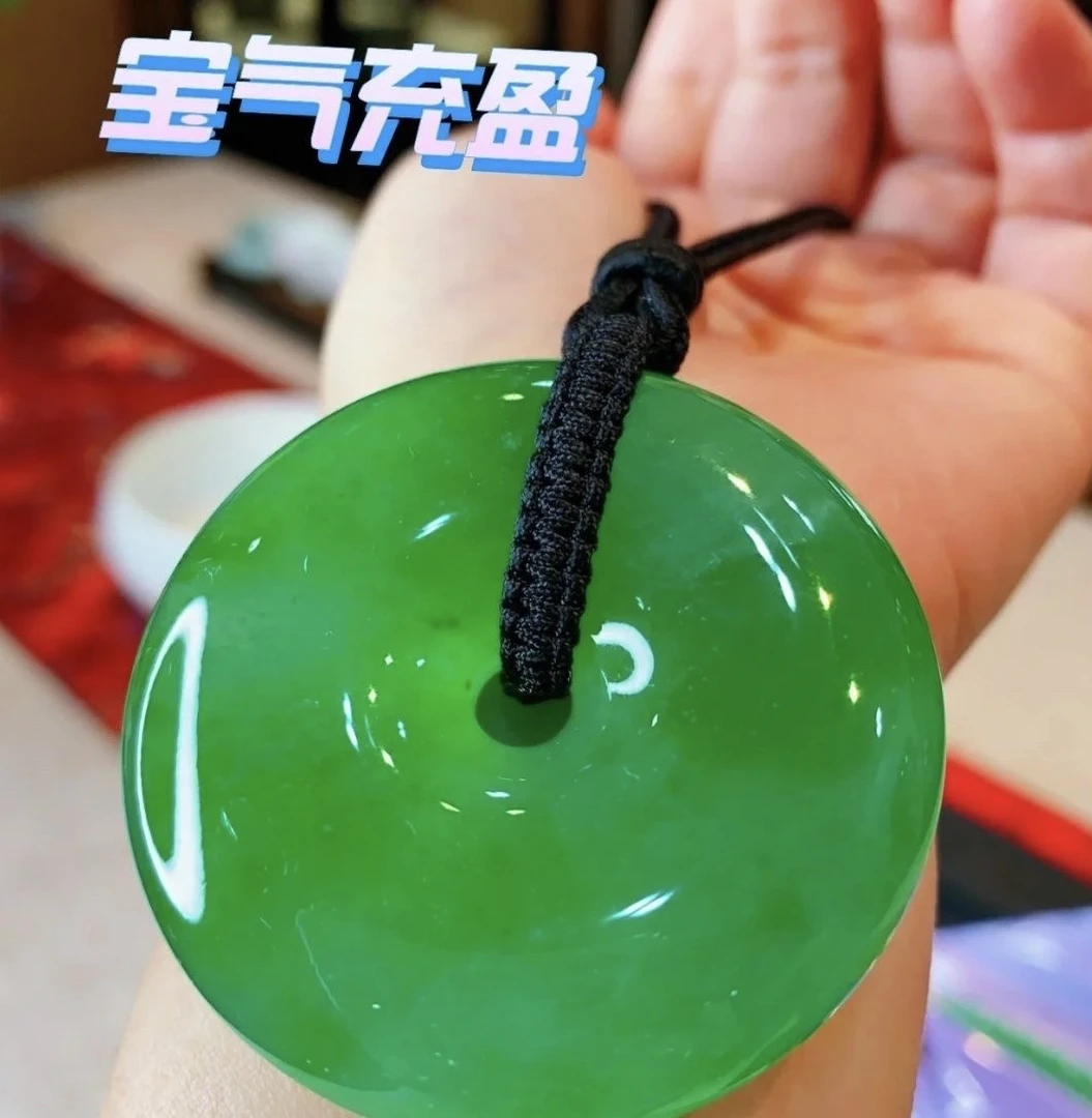 新款真玉石平安无事牌绿玉髓平安扣吊坠男女同款玉坠毛衣链玉挂件