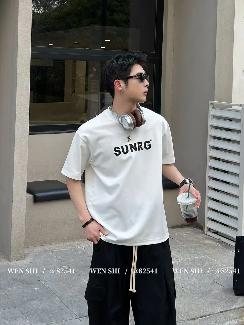 WS短袖常规款字母青春活力印花T恤时尚男装简约宽松82541