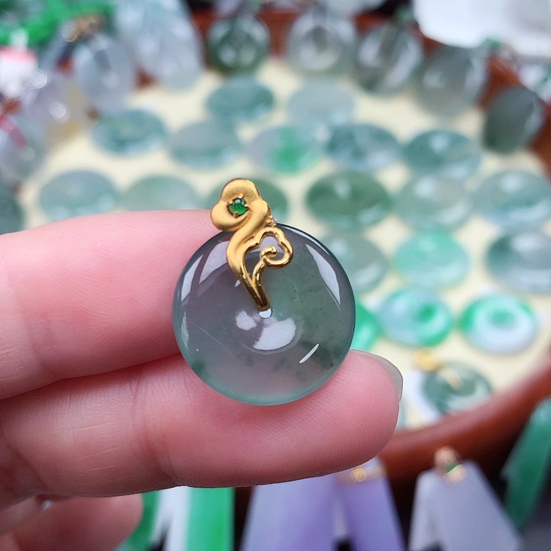 翡翠18K金镶嵌吊坠(不含链)吊坠