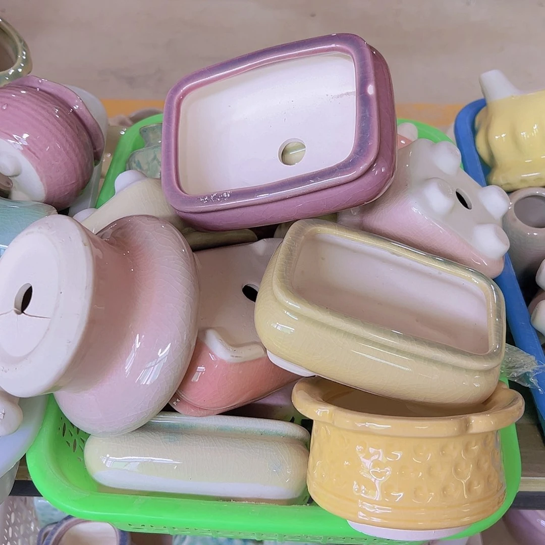 陶瓷花盆当场满12包邮瑕疵随机4个