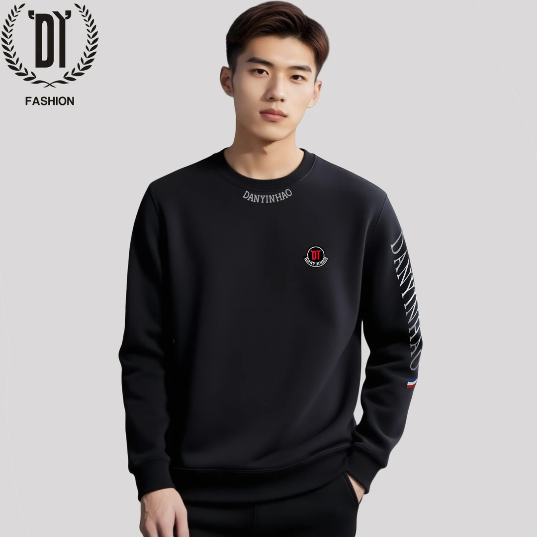 【可穿260斤】YiGuQi麦穗联名高档印花男士卫衣秋季内搭打底上衣潮