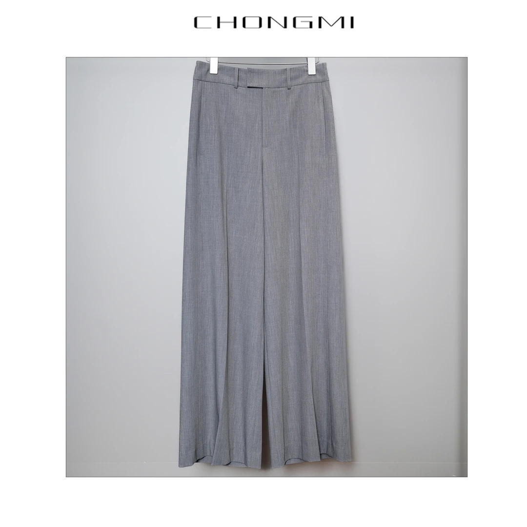 灰色直筒阔腿休闲裤女2025夏季新款宽松时尚百搭气质女士裤子W