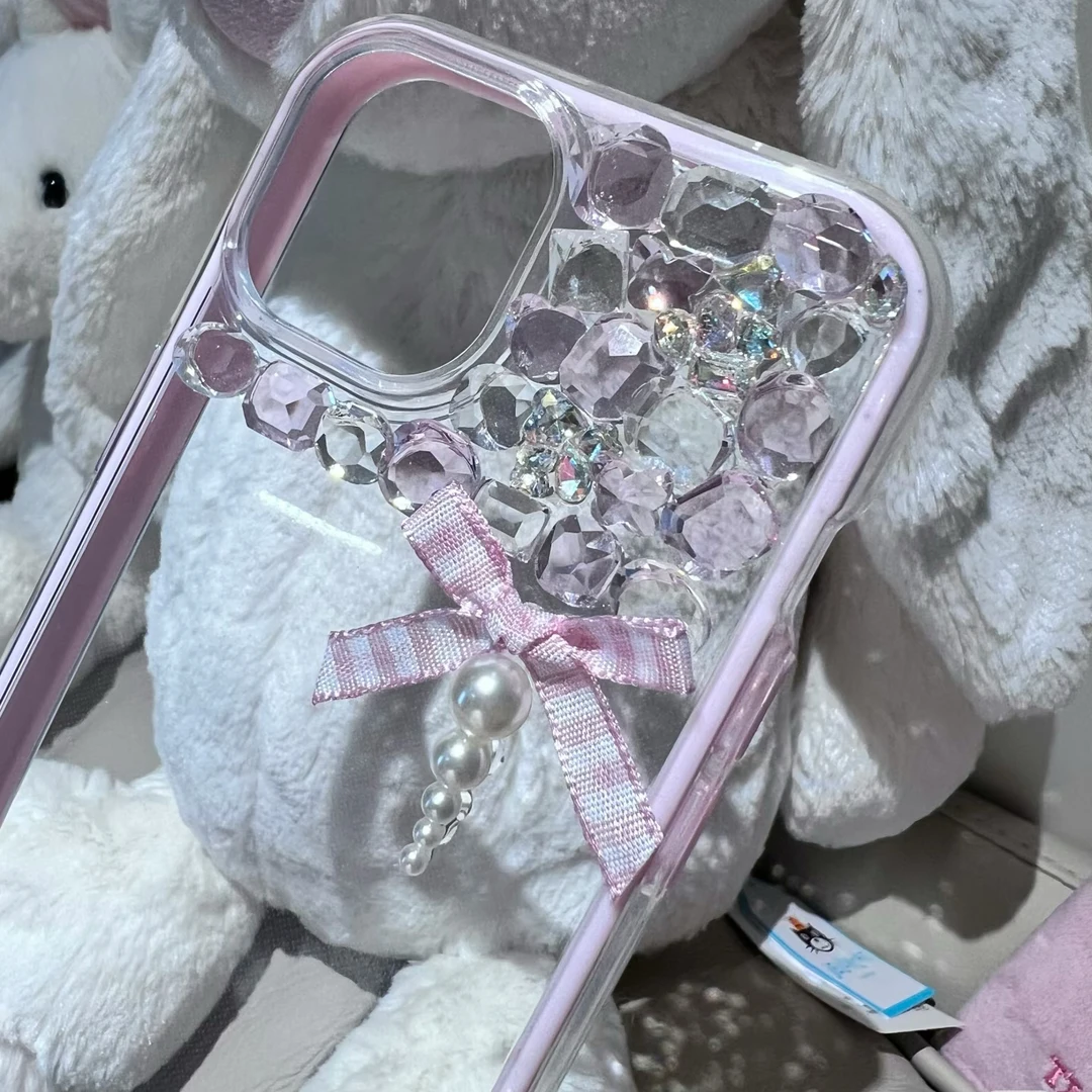 千金风透白透粉适用于苹果iPhone16promax手机壳15闪钻14名媛风