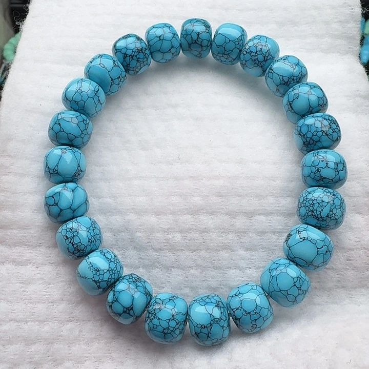 尺寸：10/8➕蓝网花纹老型珠单圈手串