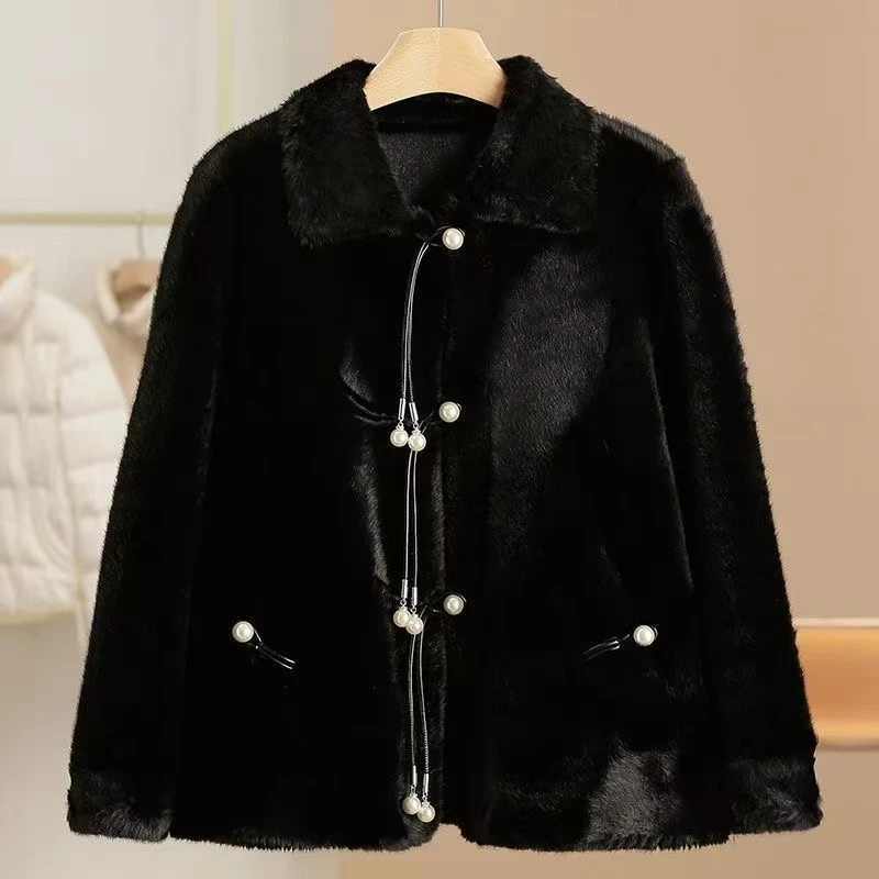 女款冬季新款黑色百搭翻领外套气质冬装女装洋气短款时尚休闲秋冬