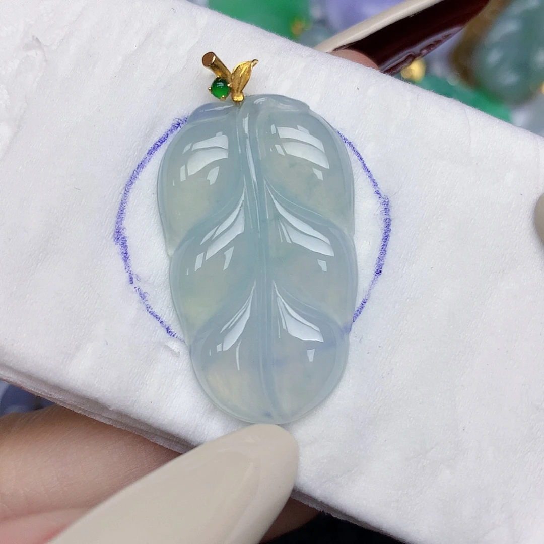 翡翠18K金镶嵌颈饰天然缅甸翡翠a货百元以上9元证书费自理