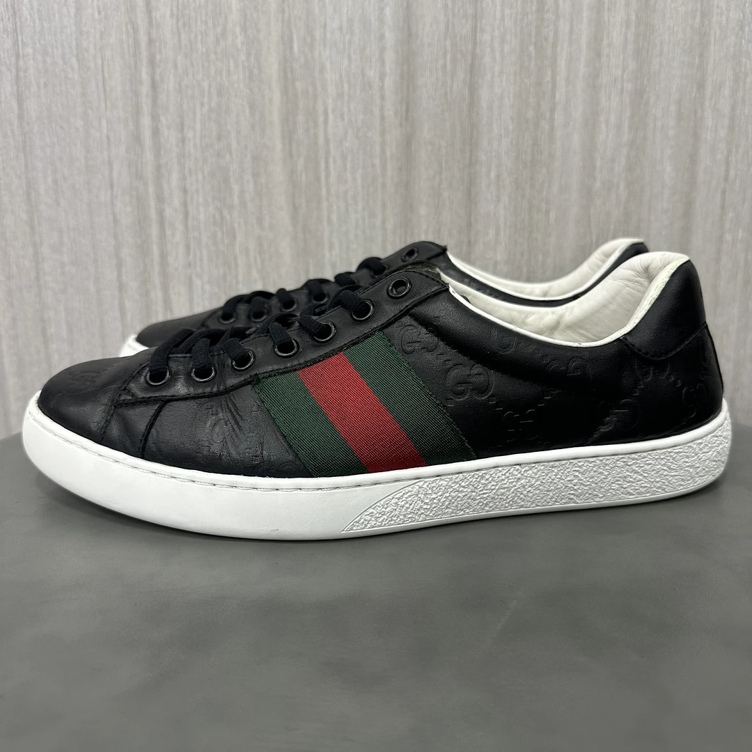 90新 GUCCI/古驰 40码 ACE 黑色 低帮板鞋