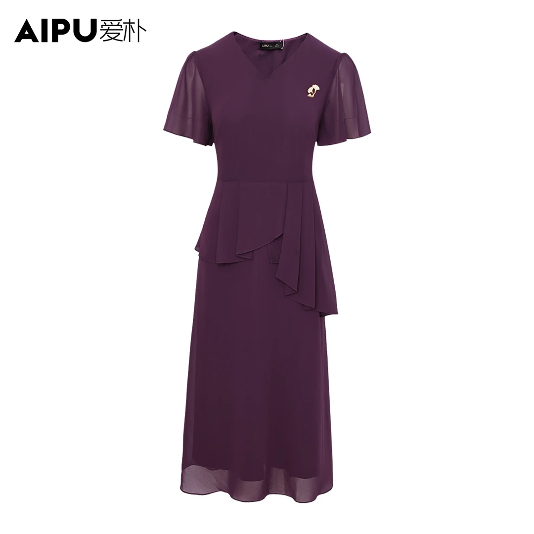 23142爱朴大码女装夏季新款时尚洋气百搭气质优雅显瘦遮肉连衣裙