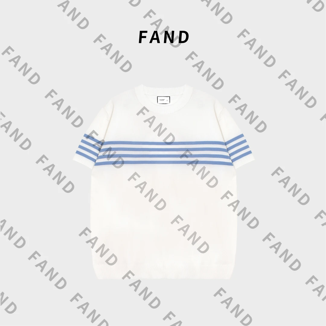 FAND依依【odelblue】2025爆款夏季情侣装针织提花宽松圆领短袖T恤