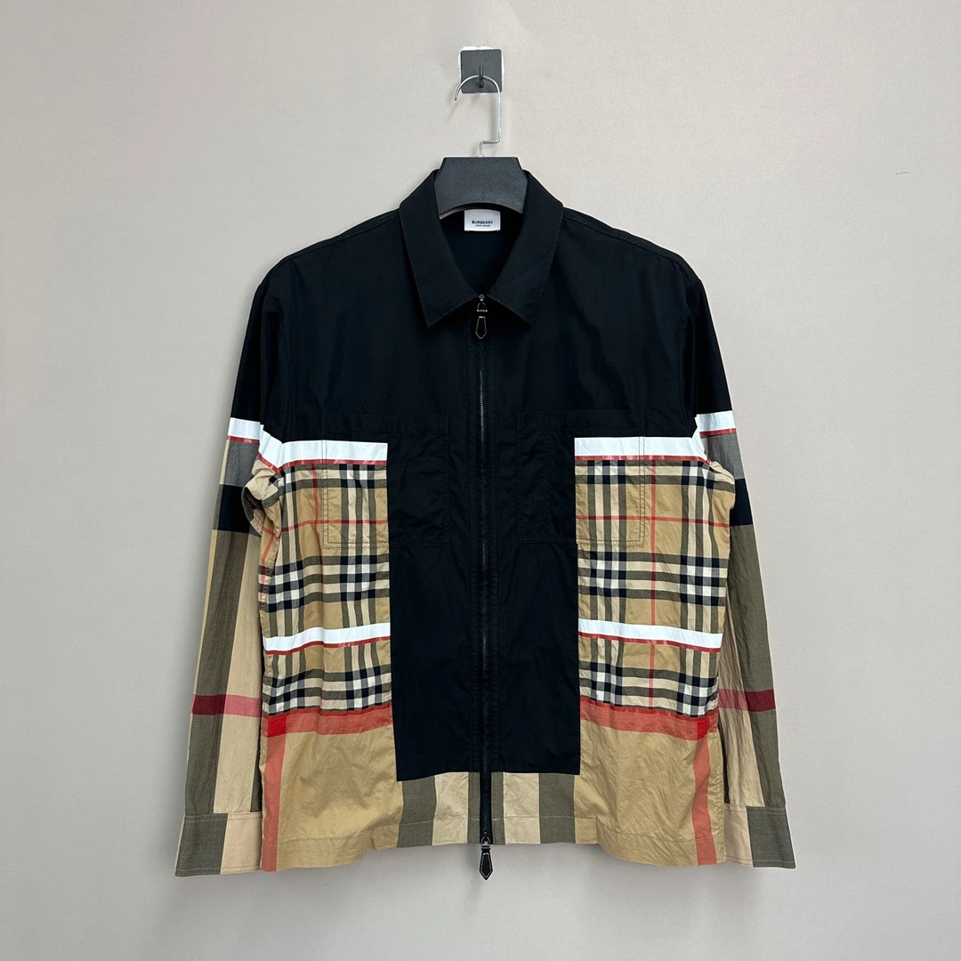 99新 BURBERRY/博柏利 新款格纹拼接拉链外套/M码/价11700