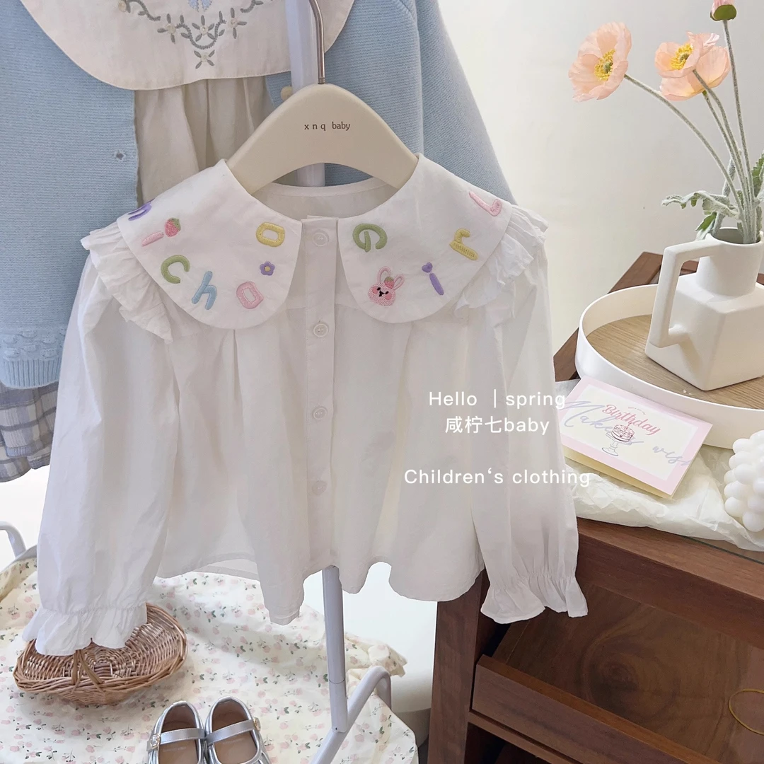 春季新款女童韩版童装女宝娃娃衫衬衫上衣儿童