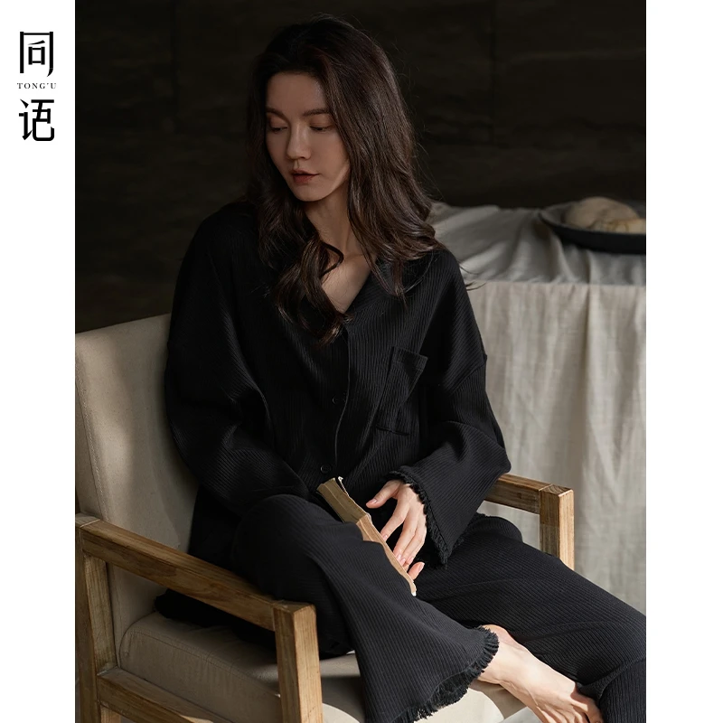 同语25年睡衣女款春秋季柔软纯棉长袖睡衣套装女士春夏新款家居服