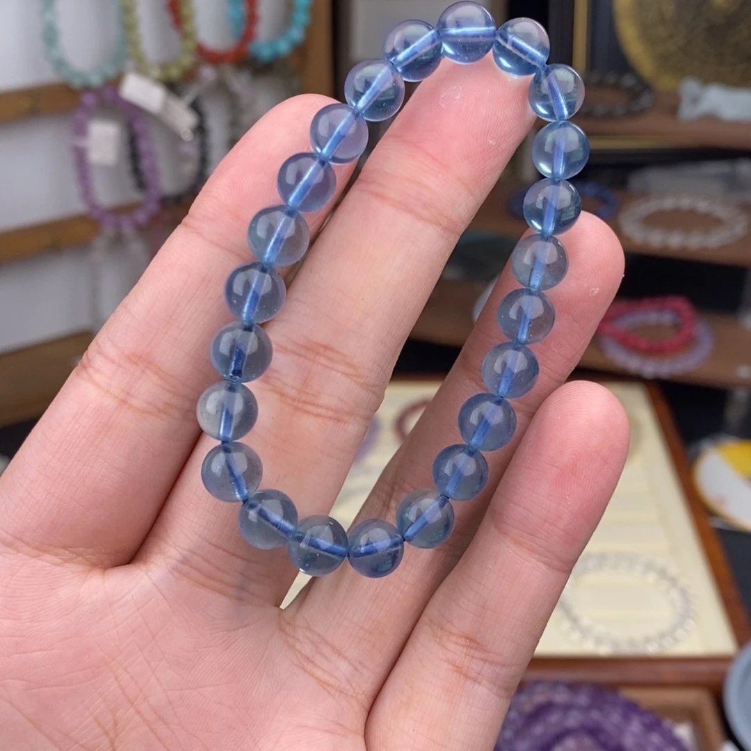 海蓝宝石手串未镶嵌魔鬼蓝海蓝宝8mm+