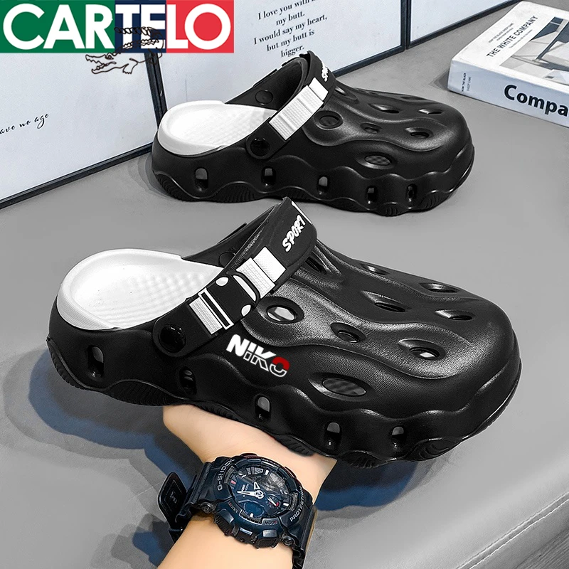 CARTELO/卡帝乐鳄鱼休闲防滑包头半拖凉鞋拖鞋潮流洞洞鞋厚底QD
