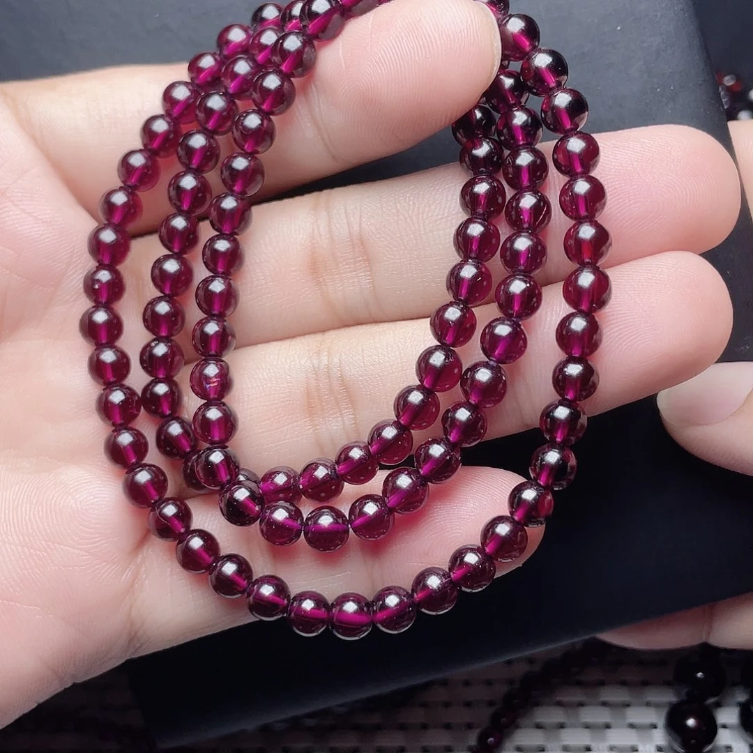 陈***·手链未镶嵌石榴石5.3MM毕业级紫牙乌三圈天花板10A级