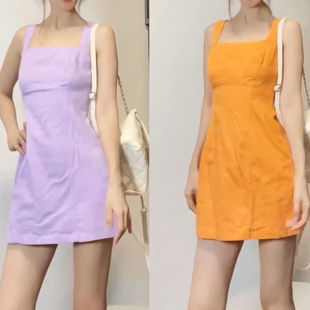 夏款修身型通勤时尚休闲风女款牛仔背带裙吊带