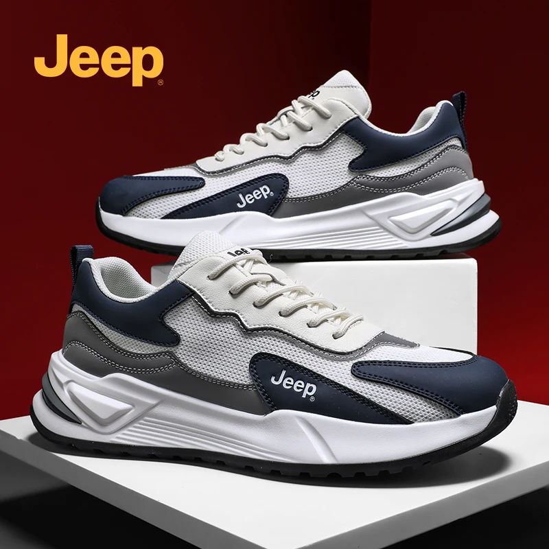 Jeep吉普男鞋2025冬季新款百搭软底舒适跑步鞋厚底潮流休闲运动鞋