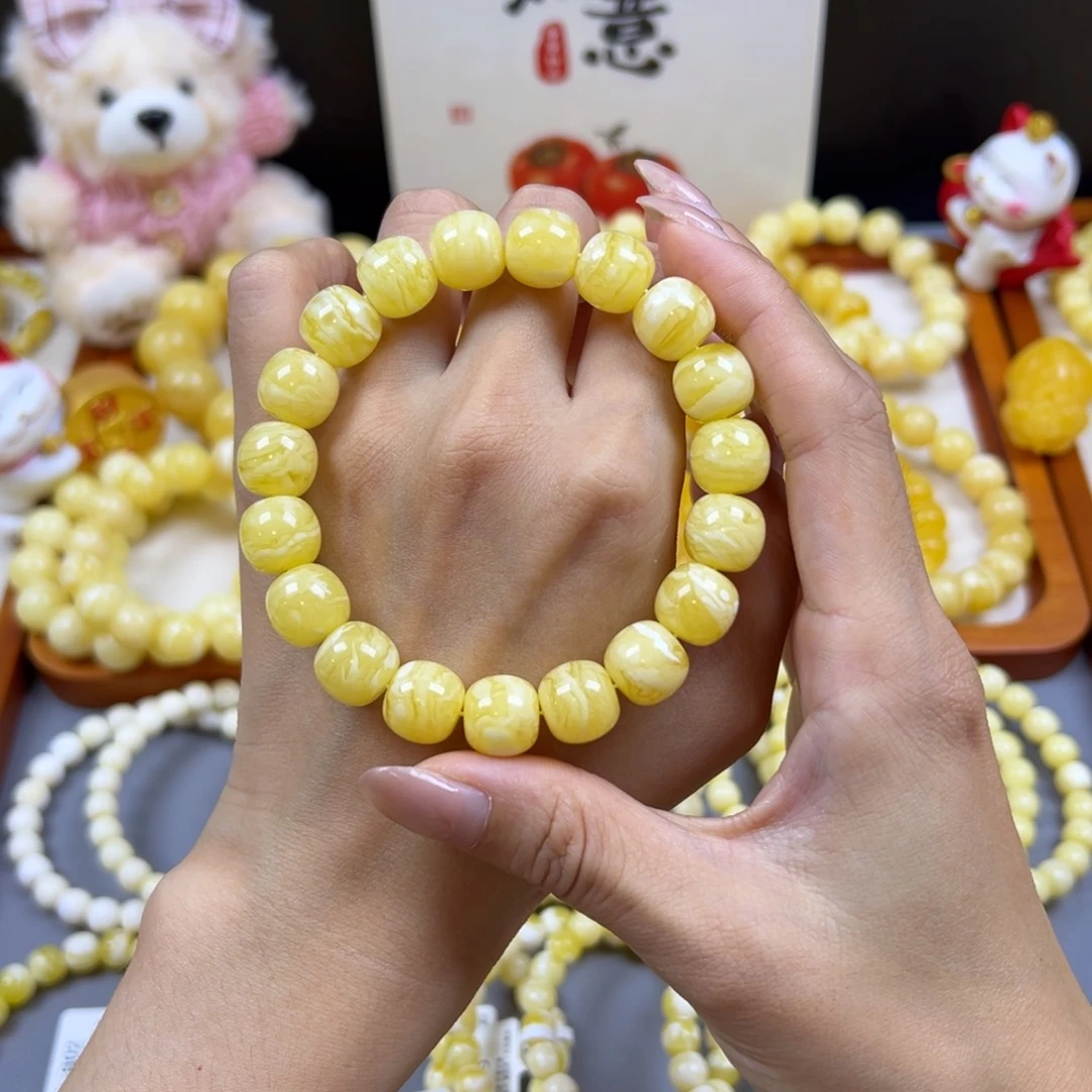 琥珀未镶嵌手链12mm