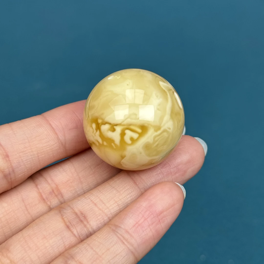 Y7274天然原矿蜜蜡圆珠27.6mm抖音基地质检发货