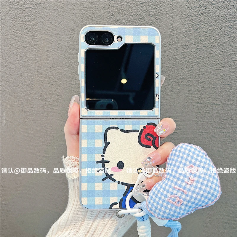 （三星zflip6系列）金属折叠皮纹适用三星zflip6手机保护壳防摔潮流