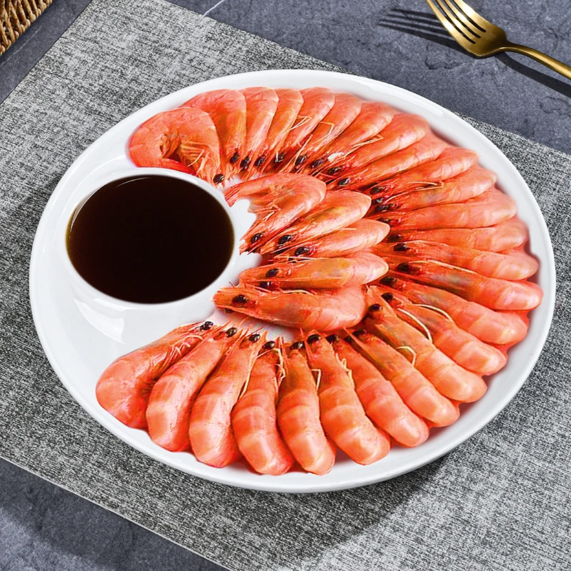 陶瓷饺子盘白瓷加厚盘圆形子母盘薯条盘子虾饺饭店商用可微波炉盘