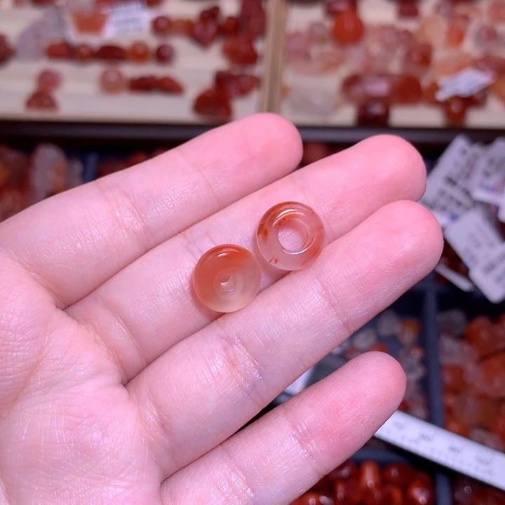 南红玛瑙未镶嵌珠宝半成品冰飘甜甜圈
