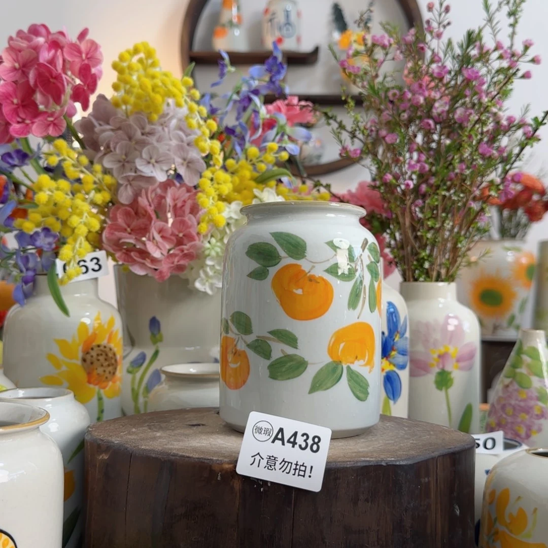 摆件景德镇陶瓷手绘小花瓶摆件无孔